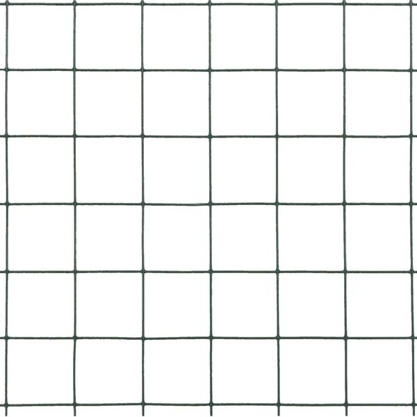 vidaXL Chicken Wire Fence Steel with PVC Coating 25x1.5 m Green