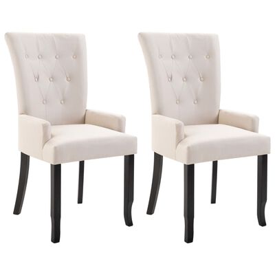 vidaXL Dining Chairs with Armrests 2 pcs Beige Fabric