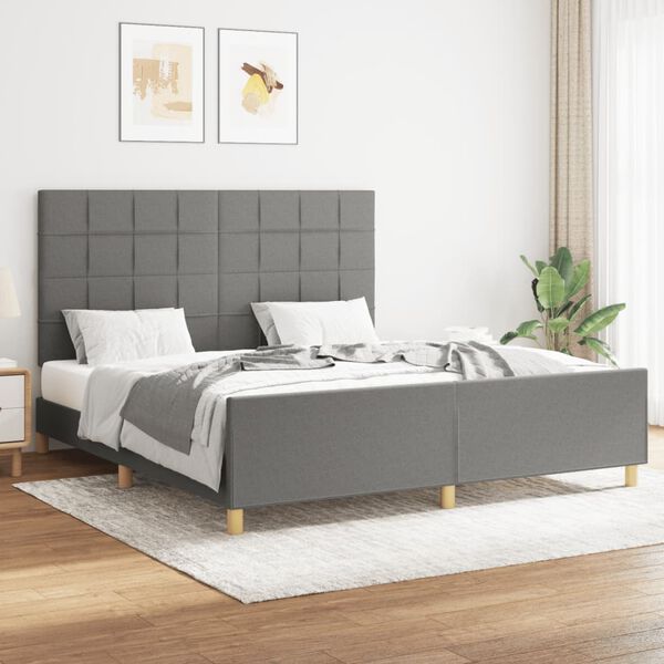 vidaXL Bed Frame without Mattress Dark Grey 152x203 cm Queen Fabric