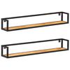 vidaXL Wall Shelf | Set of 2 | Natural Wood | Solid Acacia wood | 120 cm