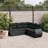 vidaXL 5 Piece Garden Sofa Set with Cushions Black Poly Rattan