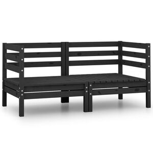 vidaXL Garden 2-Seater Sofa Black Solid Pinewood