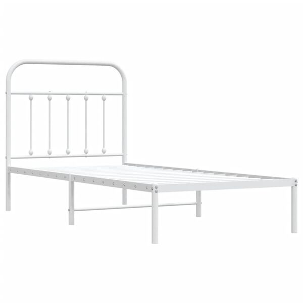 vidaXL Metal Bed Frame without Mattress with Headboard White 90x190cm