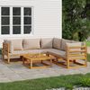 vidaXL 6 Piece Garden Lounge Set with Taupe Cushions Solid Wood