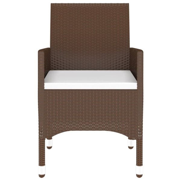 vidaXL 5 Piece Garden Dining Set Poly Rattan and Tempered Glass Brown