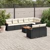 vidaXL 9 Piece Garden Sofa Set with Cushions Black Poly Rattan