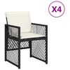 vidaXL Garden Chairs with Cushions 4 pcs Black Poly Rattan
