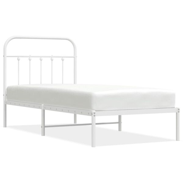 vidaXL Metal Bed Frame without Mattress with Headboard White 90x190cm