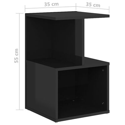 vidaXL Bedside Cabinets 2 pcs High Gloss Black 35x35x55 cm Engineered Wood