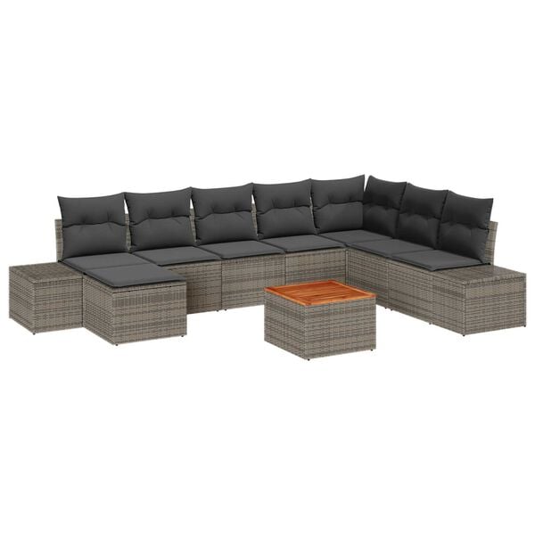 vidaXL Garden Sofa Set 9 pcs Grey