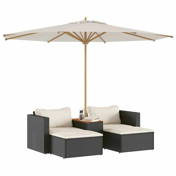 vidaXL 5 Piece Garden Sofa Set with Cushions Black Poly Rattan Acacia