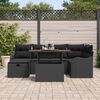 vidaXL Garden Sofa Set Height-Adjustable 7 pcs Black Poly Rattan