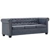 vidaXL Chesterfield Sofa Set Artificial Suede Leather Grey