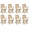 vidaXL Folding Chairs with Cushions 8 pcs Solid Acacia Wood