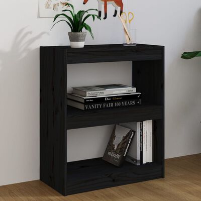 vidaXL Book Cabinet/Room Divider Black 60x30x71.5 cm Solid Wood Pine