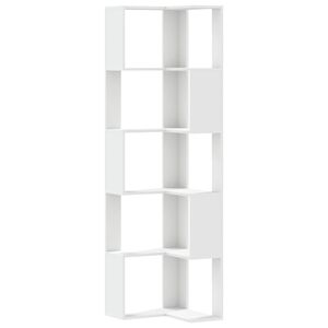 vidaXL Corner Bookcase 5-Tier White 50x50x179 cm Engineered Wood