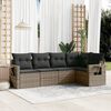 vidaXL 5 Piece Garden Sofa Set with Cushions Grey Poly Rattan