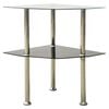 vidaXL 2-Tier Side Table Transparent & Black 38x38x50cm Tempered Glass