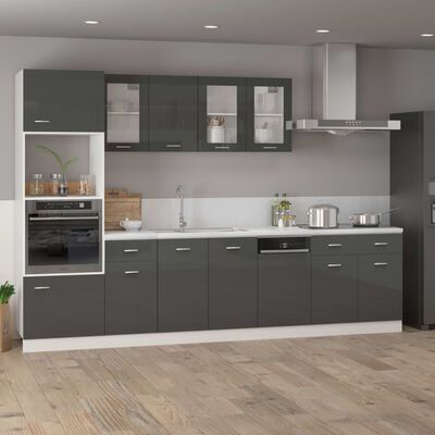 vidaXL Dishwasher Panel High Gloss Grey 45x3x67 cm Engineered Wood