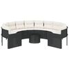 vidaXL Garden Sofa with Table and Cushions Round Black Poly Rattan