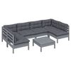 vidaXL 7 Piece Garden Lounge Set with Cushions Grey Solid Pinewood