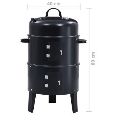 vidaXL 3-in-1 Charcoal Smoker BBQ Grill 40x80 cm