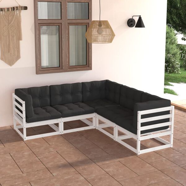 vidaXL 5 Piece Garden Lounge Set with Cushions Solid Pinewood
