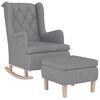 vidaXL Armchair with Rocking Legs and Stool Light Grey Fabric
