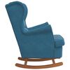 vidaXL Rocking Chair Wingback Blue Velvet and Solid Wood