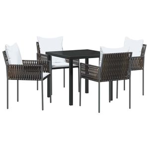 vidaXL Garden Dining Set 5 pcs Brown and Black PE Rattan