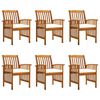 vidaXL Garden Dining Chairs 6 pcs with Cushions Solid Wood Acacia
