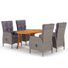 vidaXL 5 Piece Garden Dining Set Grey