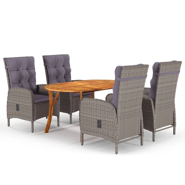 vidaXL 5 Piece Garden Dining Set Grey