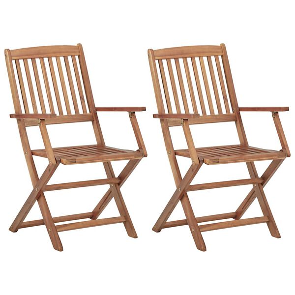 vidaXL Folding Garden Chairs 2 pcs with Cushions Solid Wood Acacia