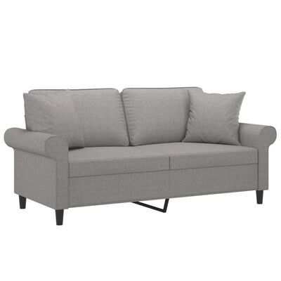 vidaXL 2-Seater Sofa with Pillows&Cushions Light Grey 140 cm Fabric