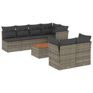 vidaXL 8 Piece Garden Sofa Set with Cushions Grey Poly Rattan