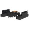 vidaXL Garden Sofa Set 9 pcs 8-Seater Black Poly rattan