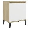 vidaXL Bed Cabinets Metal Legs Sonoma Oak and White 40x30x50 cm