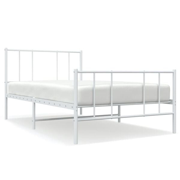 vidaXL Metal Bed Frame without Mattress with Footboard White 107x203cm