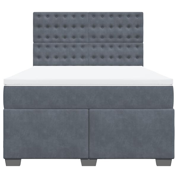 vidaXL Box Spring Bed with Mattress Dark Grey Double Velvet