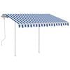 vidaXL Manual Retractable Awning with Posts 3x2.5 m Blue and White