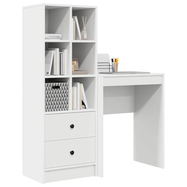 vidaXL Desk with Drawer 2 pcs White