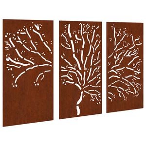 vidaXL Garden Wall Decorations 3 pcs 105x55 cm Corten Steel Tree Design