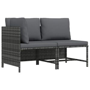 vidaXL 2 Piece Garden Sofa Set with Cushions Grey Poly Rattan