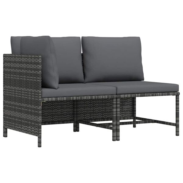 vidaXL 2 Piece Garden Sofa Set with Cushions Grey Poly Rattan
