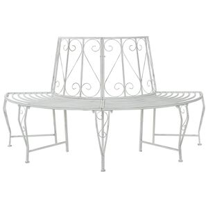 vidaXL Tree Bench 4-Seater 160 x 80 x 89 cm Steel Antique White