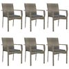 vidaXL 7 Piece Garden Dining Set with Cushions Black and Grey Poly Rattan