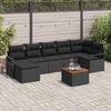vidaXL Garden Sofa Set with Storage 8 pcs Black Poly Rattan