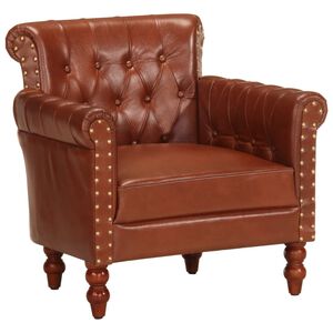 vidaXL Armchair Brown Real Goat Leather