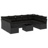 vidaXL 10 Piece Garden Sofa Set with Cushions Black Poly Rattan